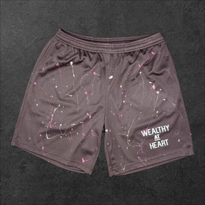 TAUPE SPLATTERED MESH SHORTS